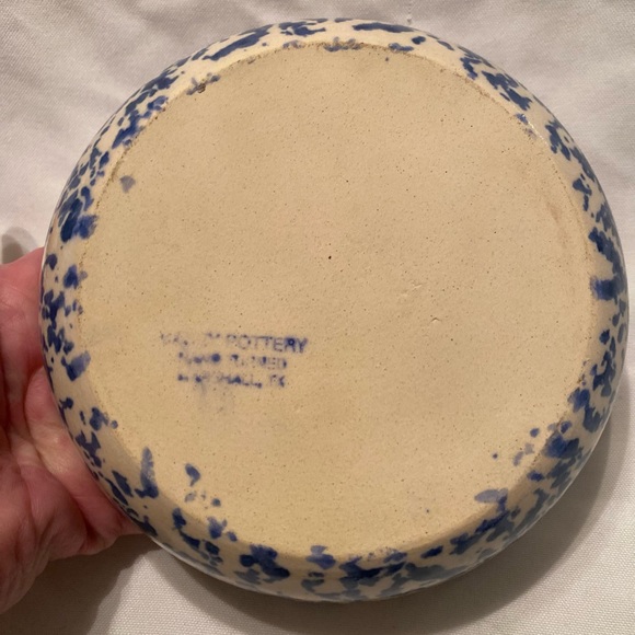 Casey Pottery Bowl Blue Heart Pattern Hand Turned - Picture 3 of 3